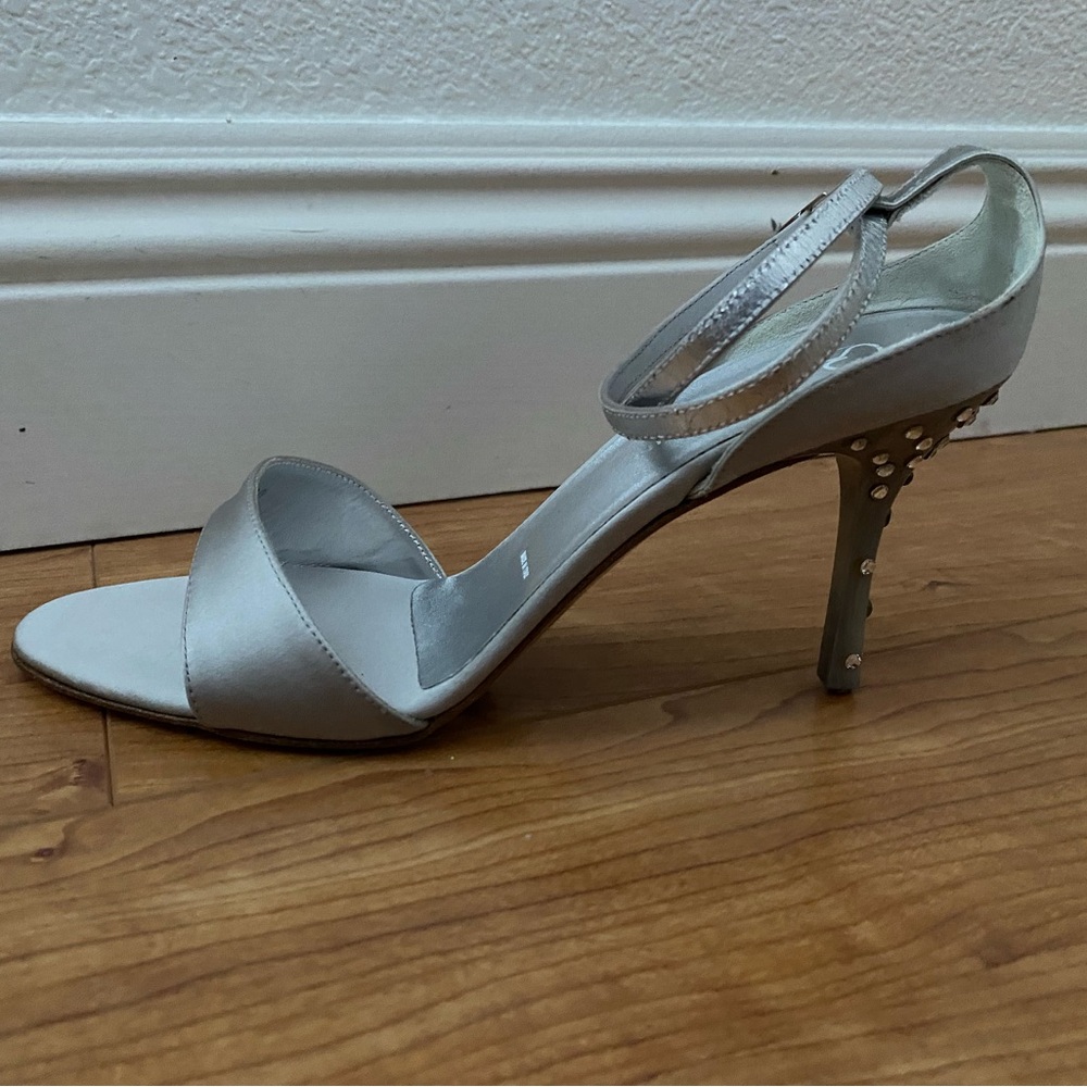ST JOHN Elegant Silver Stiletto Rhinestones Heels Size 9